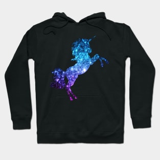 Bright Teal and Purple Ombre Faux Glitter Unicorn Hoodie